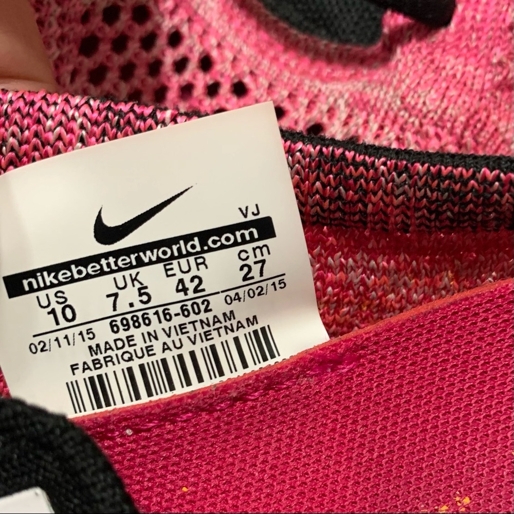 Nike Women Shoe Flyknit Zoom Size 10 Running Shoes Pink Sneakers 698616-602 - Picture 10 of 11
